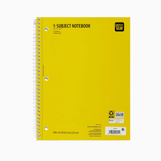 Cuaderno de 1 Materia con Renglones Anchos Pen+Gear, 8” x 10.5”, 70 Hojas