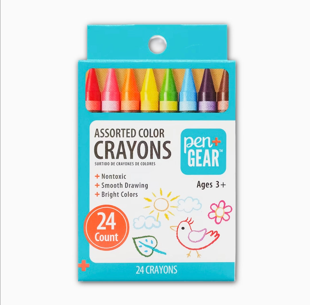Crayones Pen & Gear, 24 piezas, útiles escolares para niños 3+