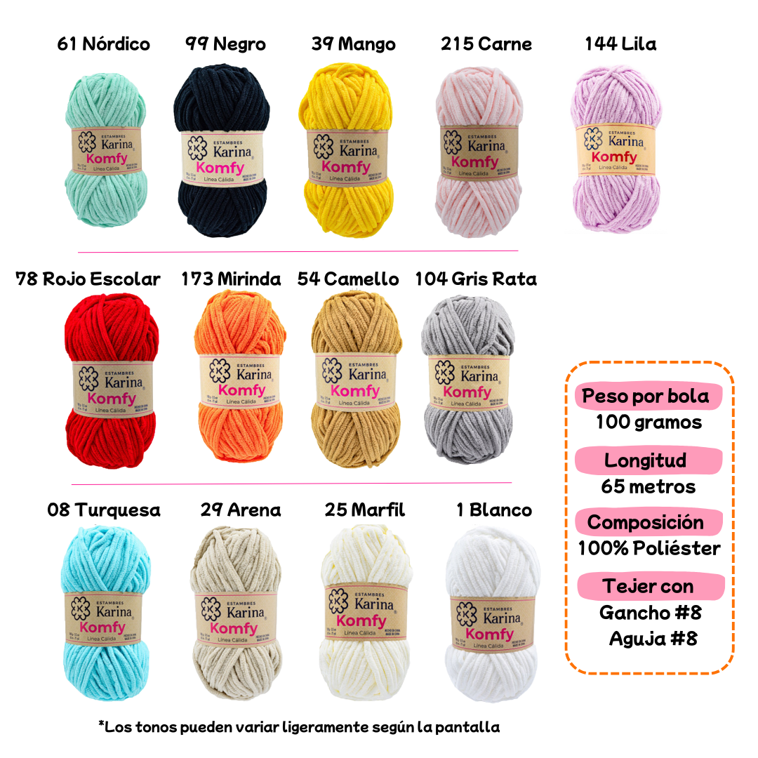 Estambre Komfy tipo chenille