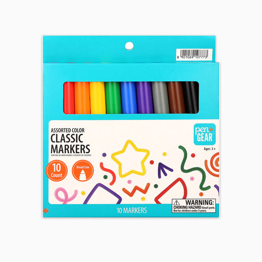 Marcadores gruesos Pen&Gear, 10 piezas, útiles escolares para niños 3+, no tóxicos