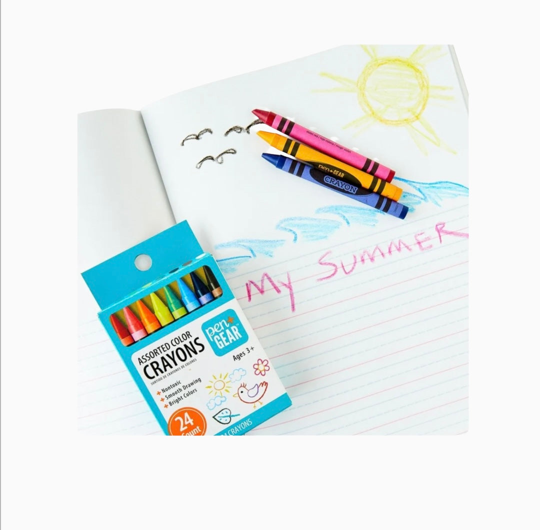 Crayones Pen & Gear, 24 piezas, útiles escolares para niños 3+