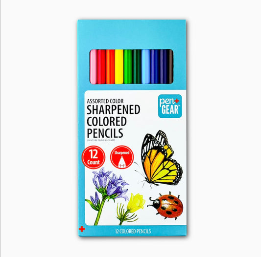 Lápices de colores Pen & Gear, 12 piezas, útiles escolares para niños y jóvenes, útiles para arte y pasatiempos