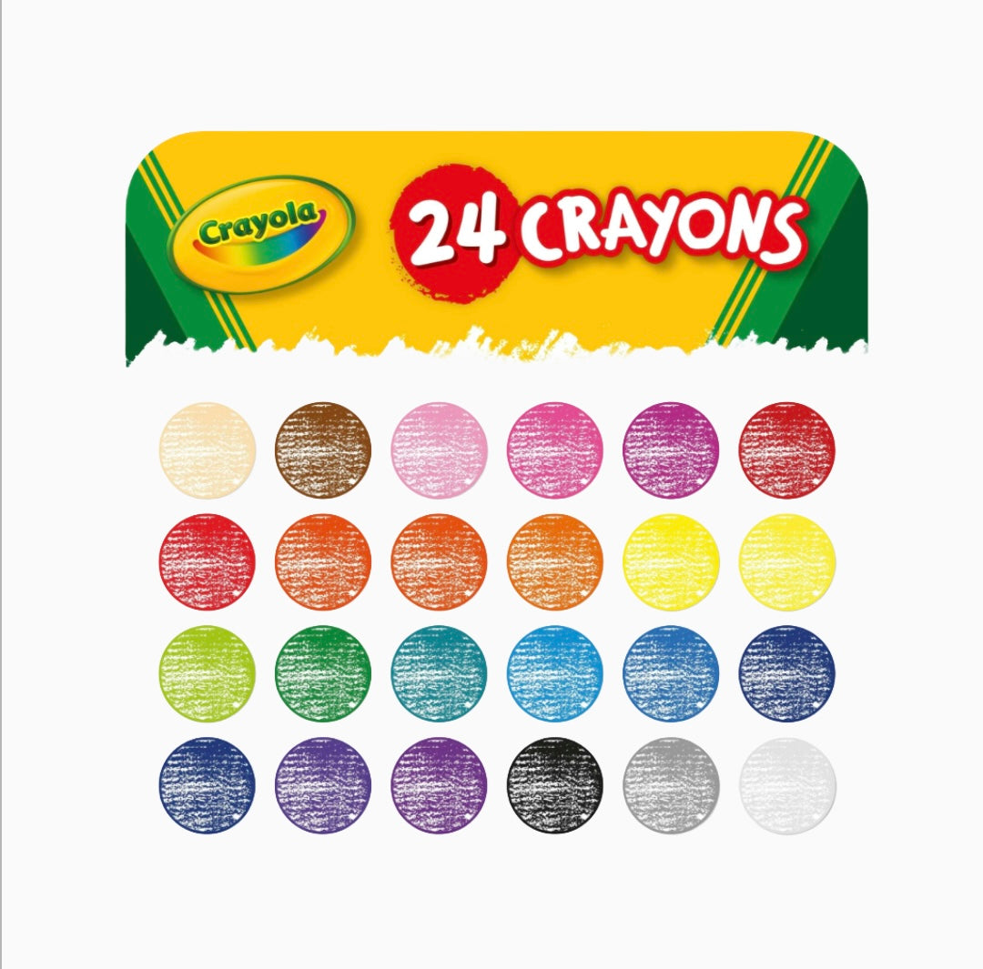 Crayones Crayola, 24 colores, no tóxicos, artículos para colorear, para niños de 3+