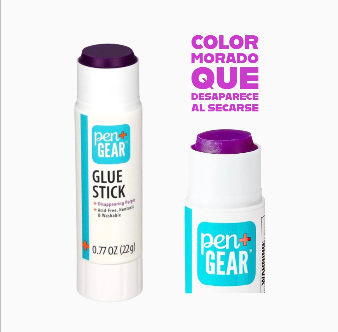 Barras de Pegamento Escolar Pen & Gear, color Morado Que Desaparece, Paquete de 2