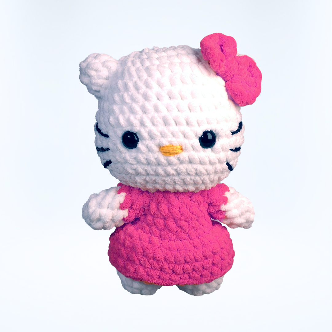 Peluche tejido en estambre suave de personaje inspirado en Hello Kitty