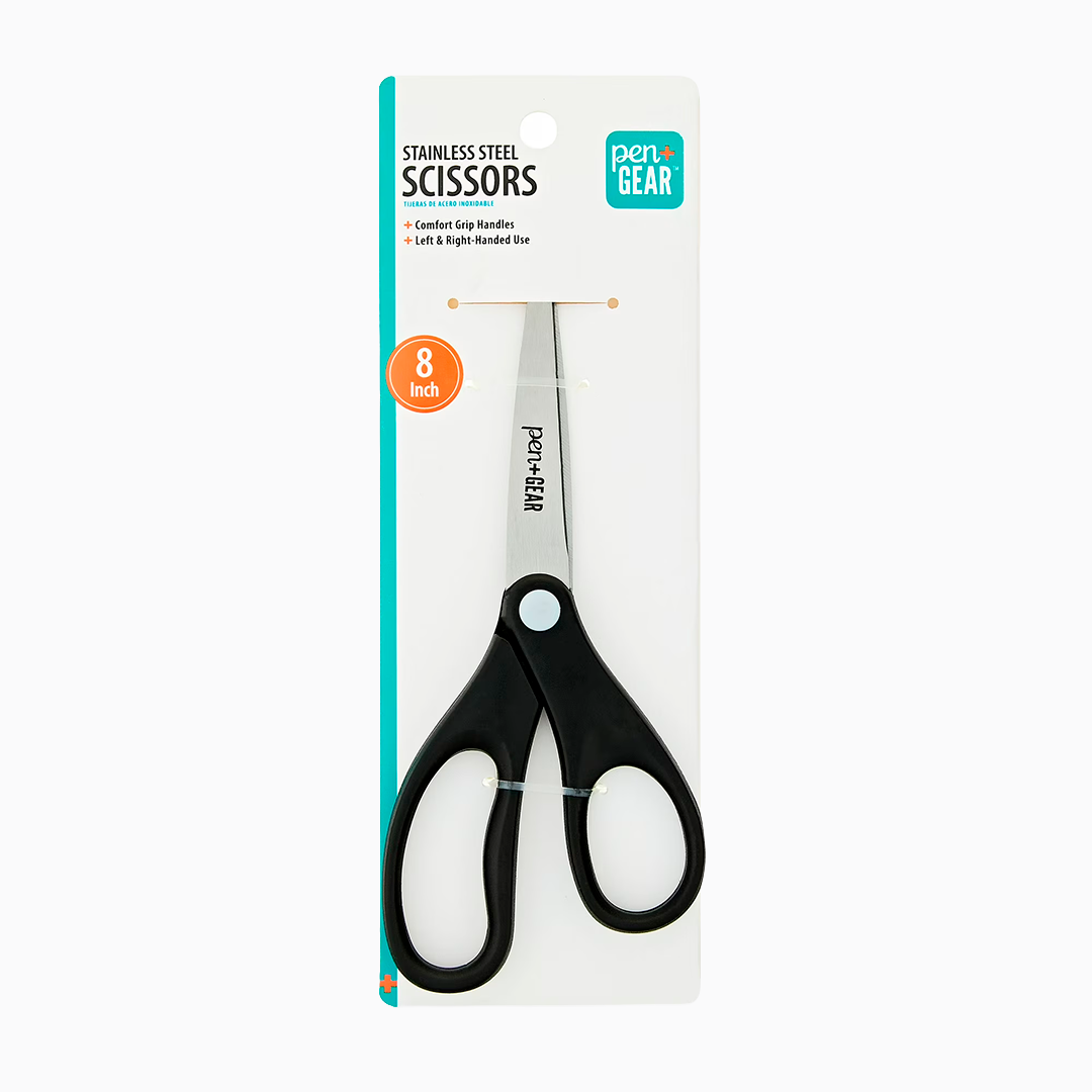 Tijeras de punta puntiaguda Pen+Gear de 8 pulgadas multiusos color negro