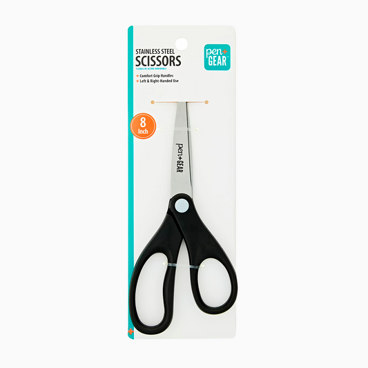 Tijeras de punta puntiaguda Pen+Gear de 8 pulgadas multiusos color negro
